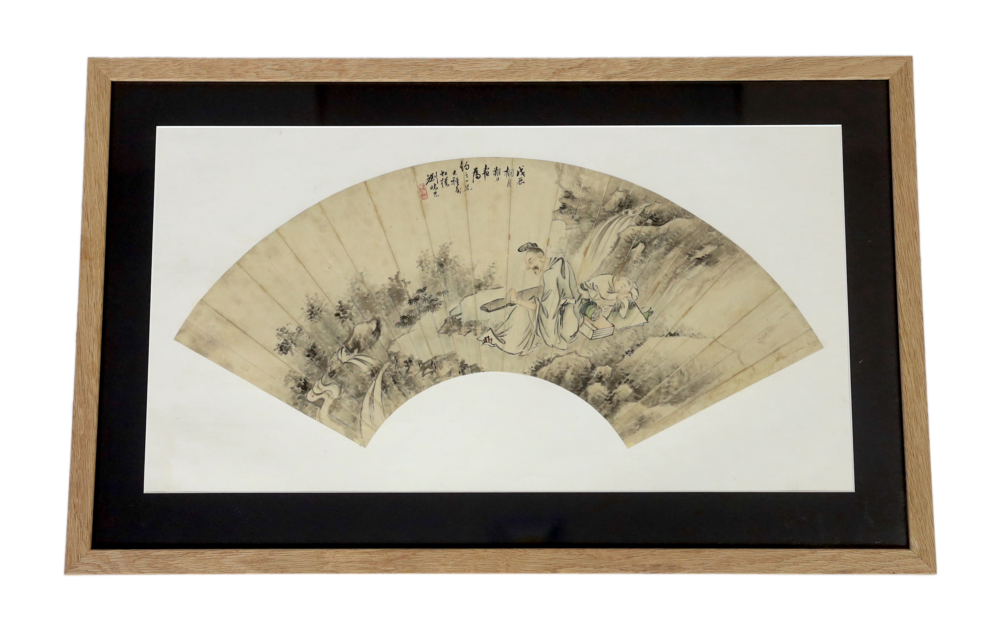 A Chinese fan leaf painting, 19th century